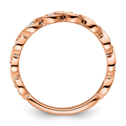 0.20 Ct Round Lab Grown Diamond Bezel 14K Rose Gold Twist Wedding Enhancer Band