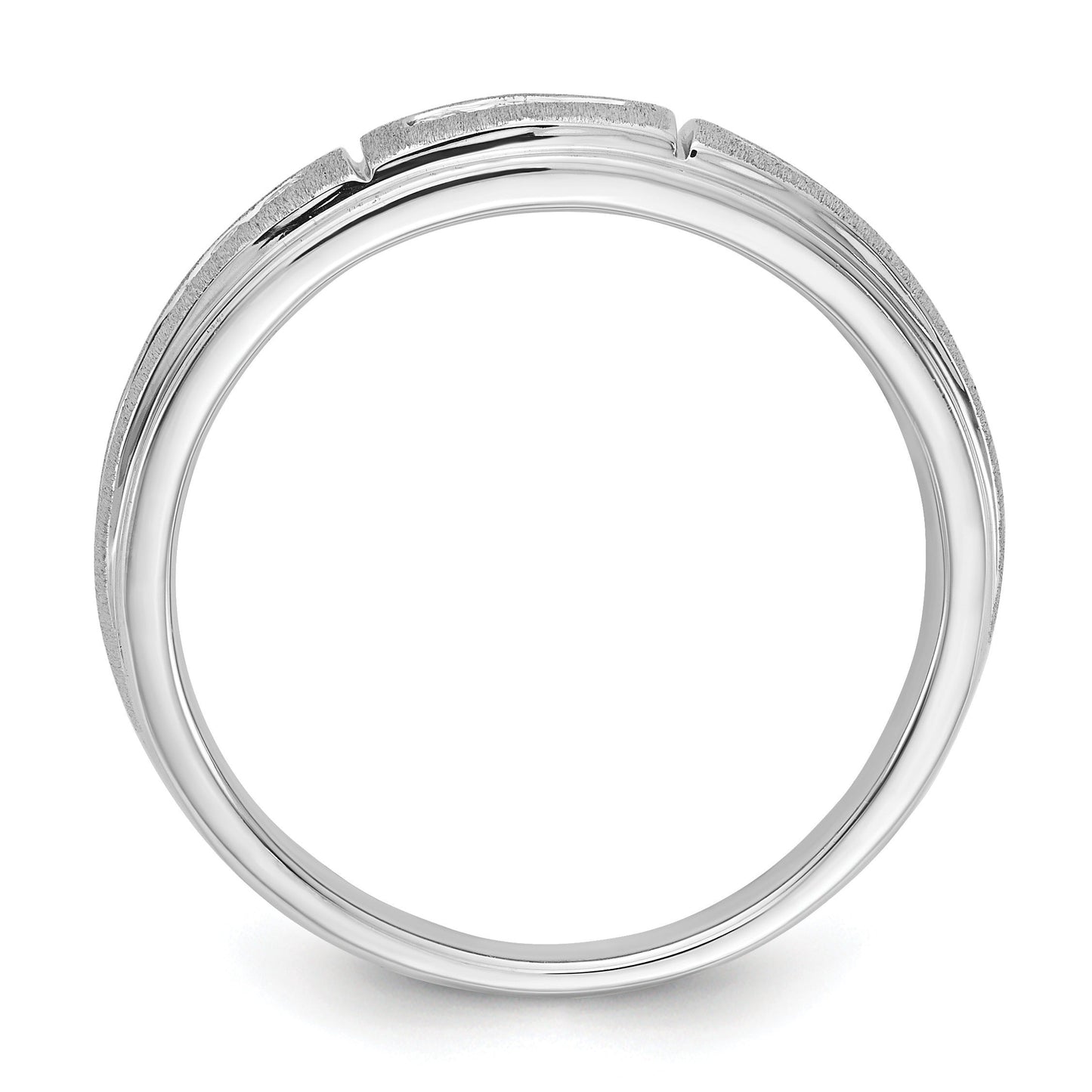 Lab Diamond Step-Edged Channel-Set Diamond Wedding Men's Ring 10k White Gold