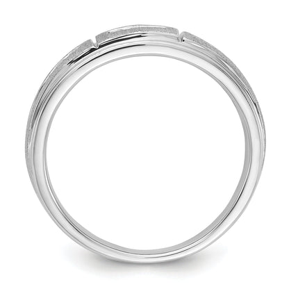 Lab Diamond Step-Edged Channel-Set Diamond Wedding Men's Ring 10k White Gold
