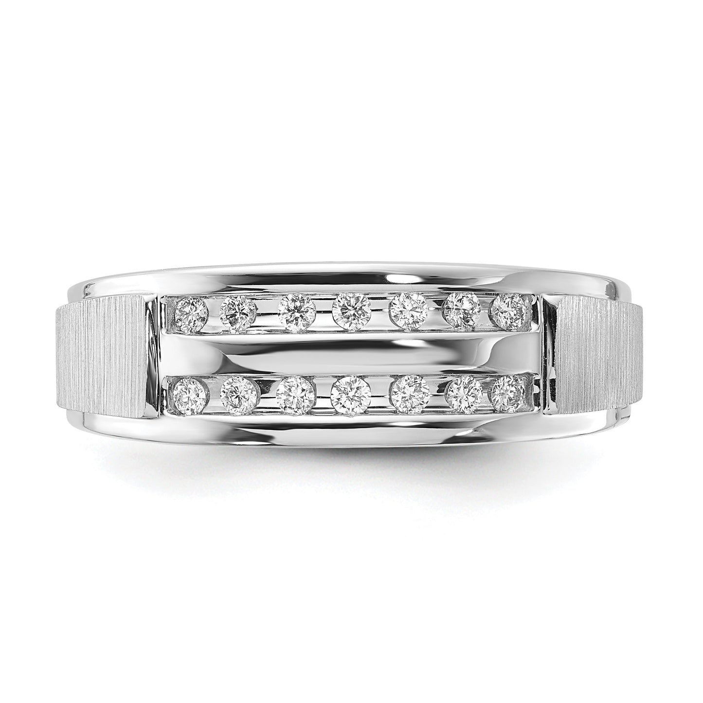 10k White Gold 1/5 ct Lab Grown Diamond Double Row Band Ring