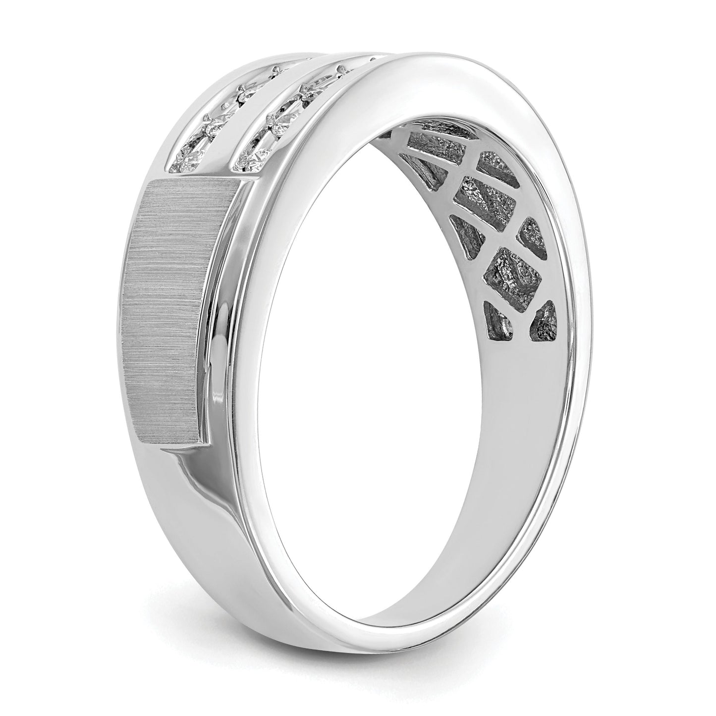 10k White Gold 1/5 ct Lab Grown Diamond Double Row Band Ring