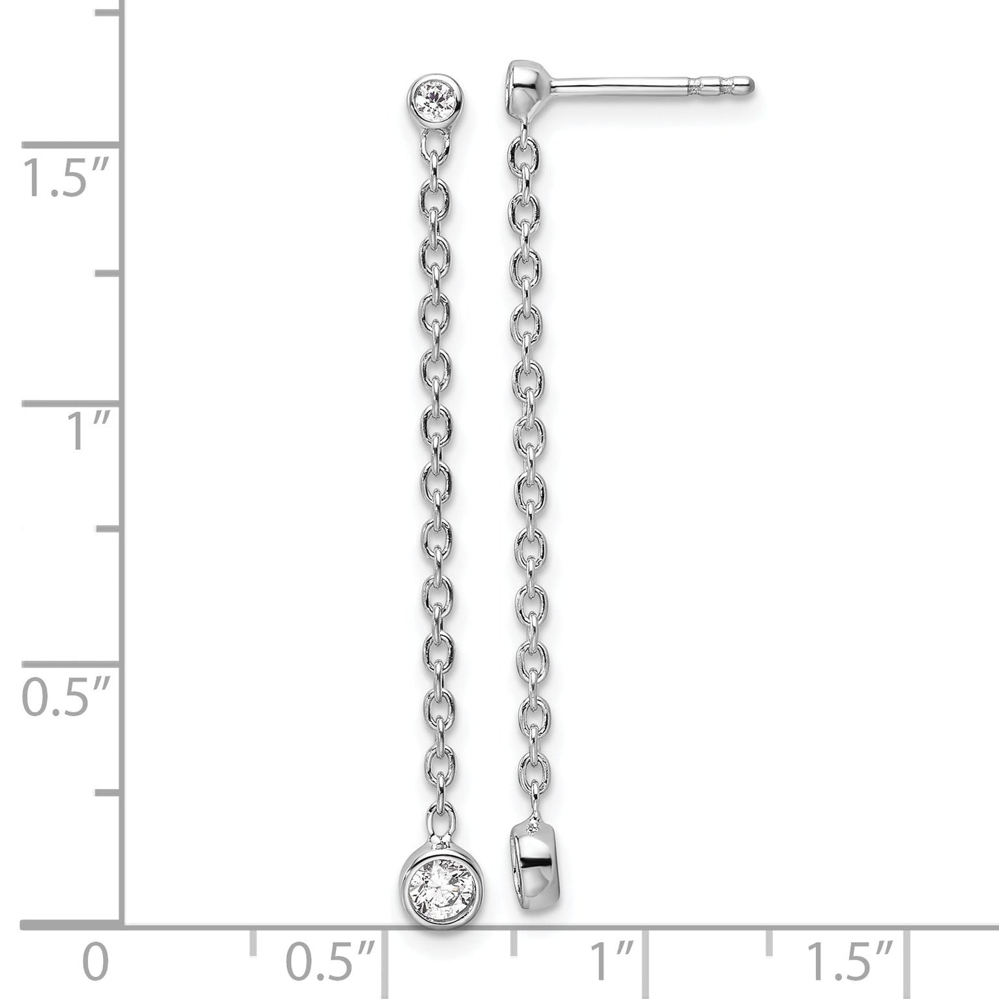 14k White Gold Lab Grown Diamond Dangle Hanging Earrings