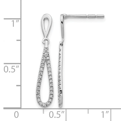 14k White Gold Lab Grown Diamond Teardrop Dangle Post Earrings