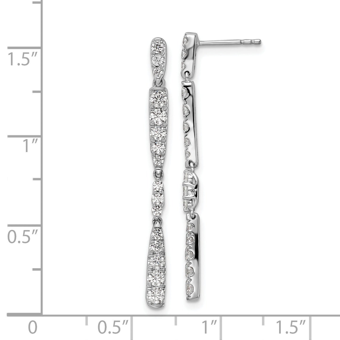 14k White Gold 1 carat Lab Grown Diamond Dangle Post Earrings