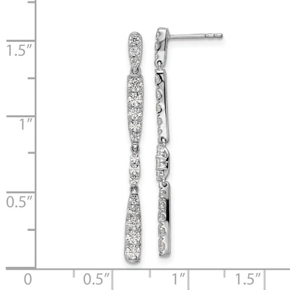 14k White Gold 1 carat Lab Grown Diamond Dangle Post Earrings