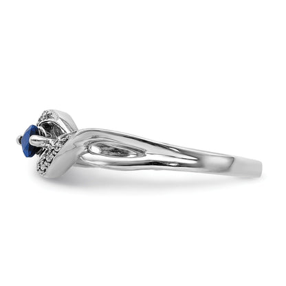 0.29 Ct. Blue Marquise Sapphire & Diamond Prong Pavé 14K White Gold East-West Bypass Ring