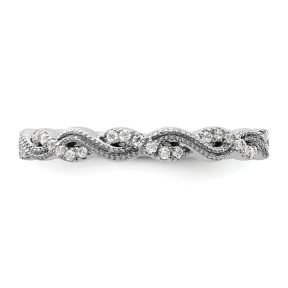 0.16 Ct Round Lab Grown Diamond Pavé 14K White Gold Twist Wedding Enhancer Band