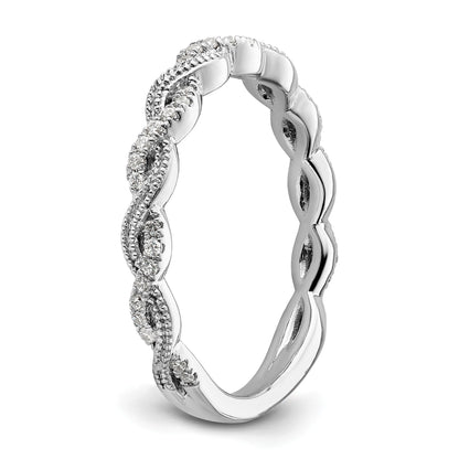0.16 Ct Round Lab Grown Diamond Pavé 14K White Gold Twist Wedding Enhancer Band