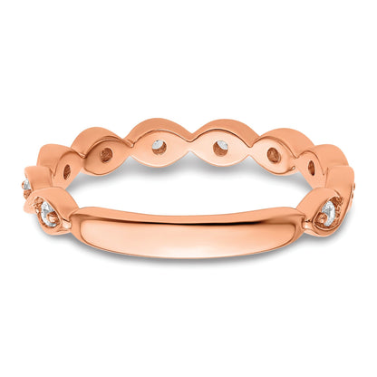 0.20 Ct Round Lab Grown Diamond Bezel 14K Rose Gold Twist Wedding Enhancer Band