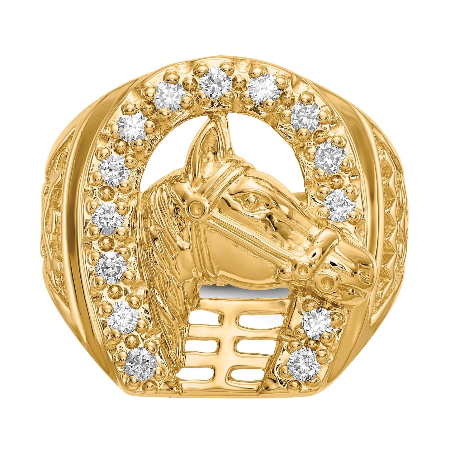 14k Gold 1/2 ct Lab Grown Diamond Horse Men's Ring