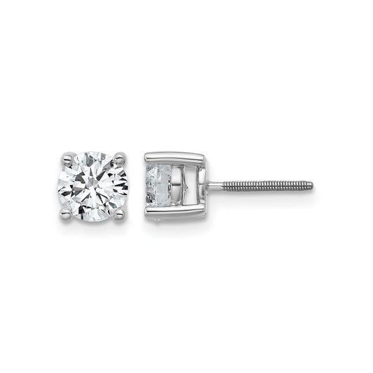 14K White Gold Round Lab Grown Diamond Stud Earrings