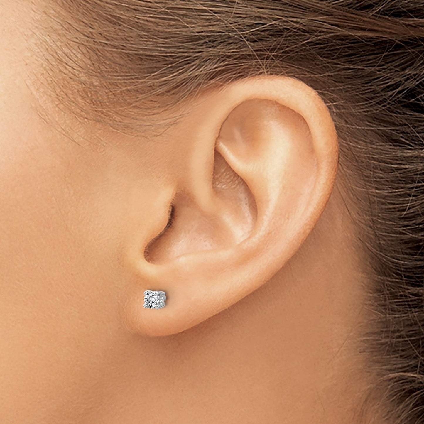14K White Gold Lab Grown Diamond Round Shaped Stud Earrings