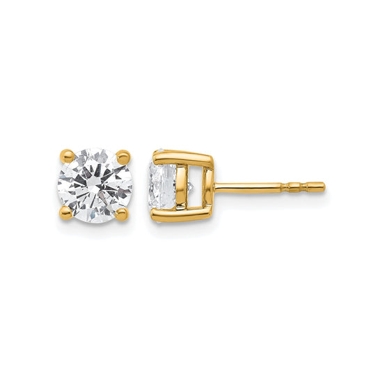 14K Yellow Gold Lab Grown Round Diamond Stud Earrings