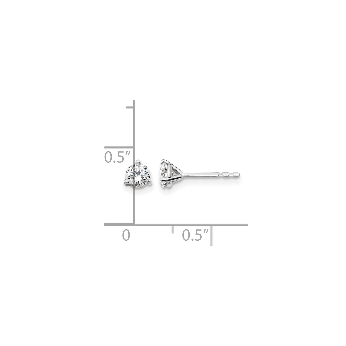14K White Gold Lab Diamond Round Shaped Stud Earrings