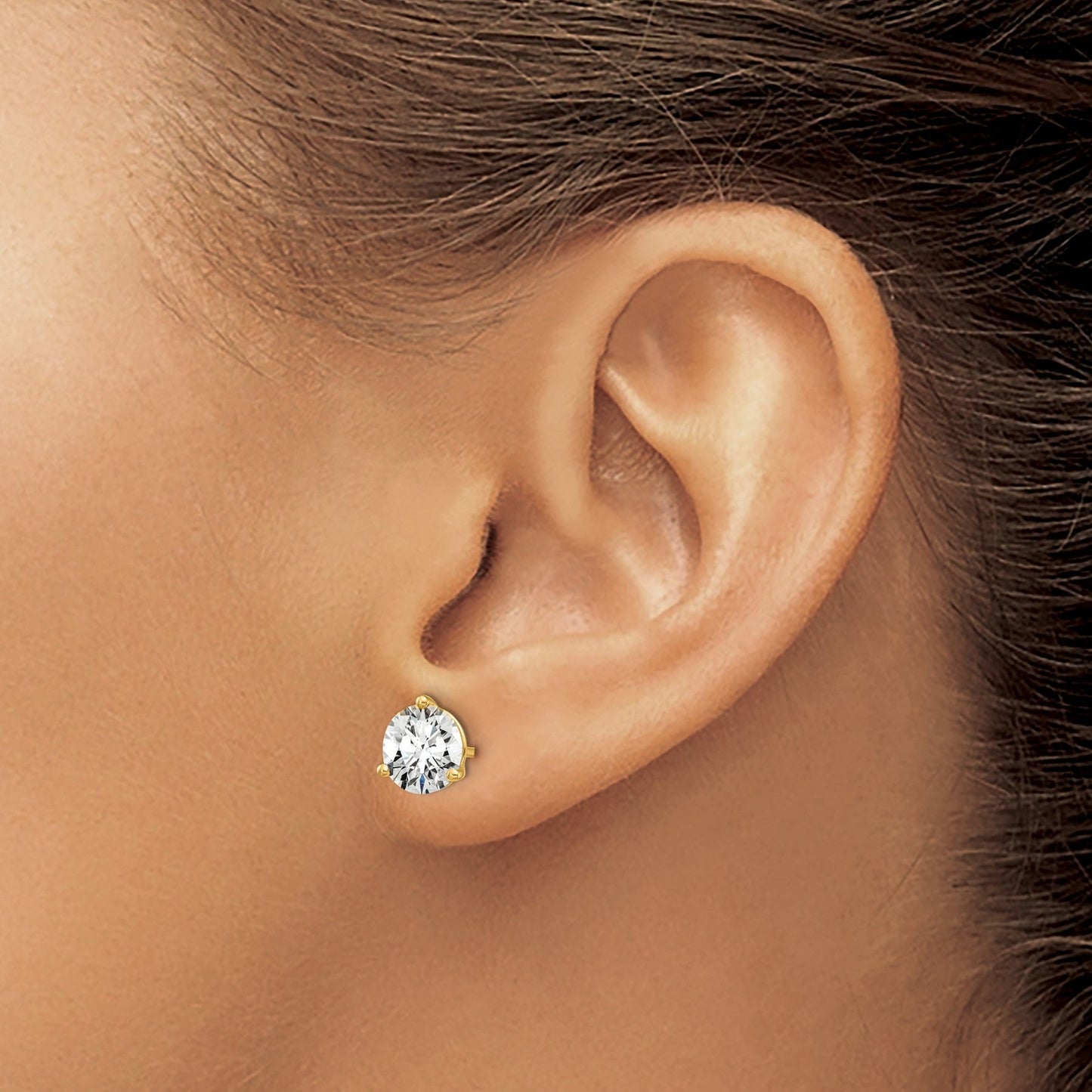 14K Yellow Gold Lab Grown Diamond Round Shaped Stud Earrings