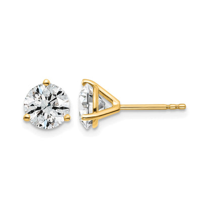 14K Yellow Gold Lab Grown Diamond Round Shaped Stud Earrings