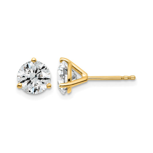 14K Yellow Gold Lab Grown Diamond Round Shaped Stud Earrings