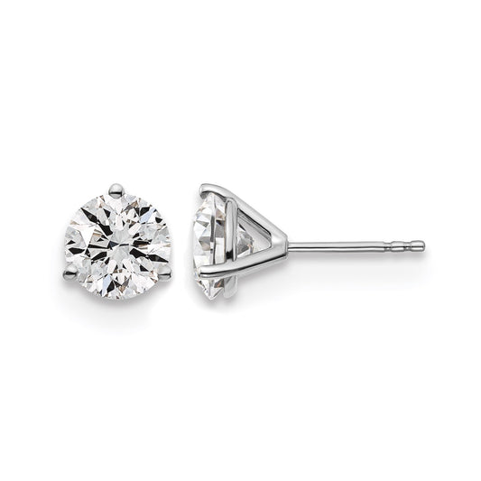 14K White Gold Round Shape Lab Diamond Stud Earrings
