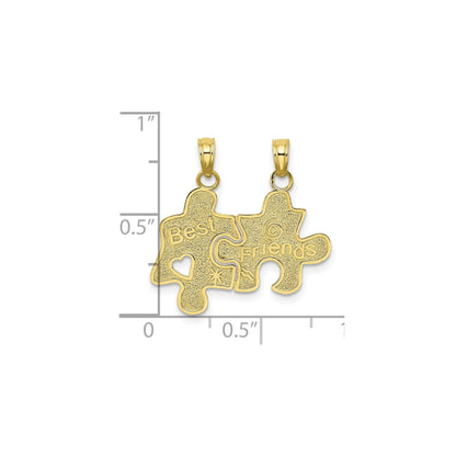 10K Gold BEST FRIENDS Break-A-Part Puzzle Pendant 2 Pieces