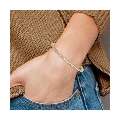 14K Yellow Gold Lab Grown Diamond Princess Tennis Bracelet