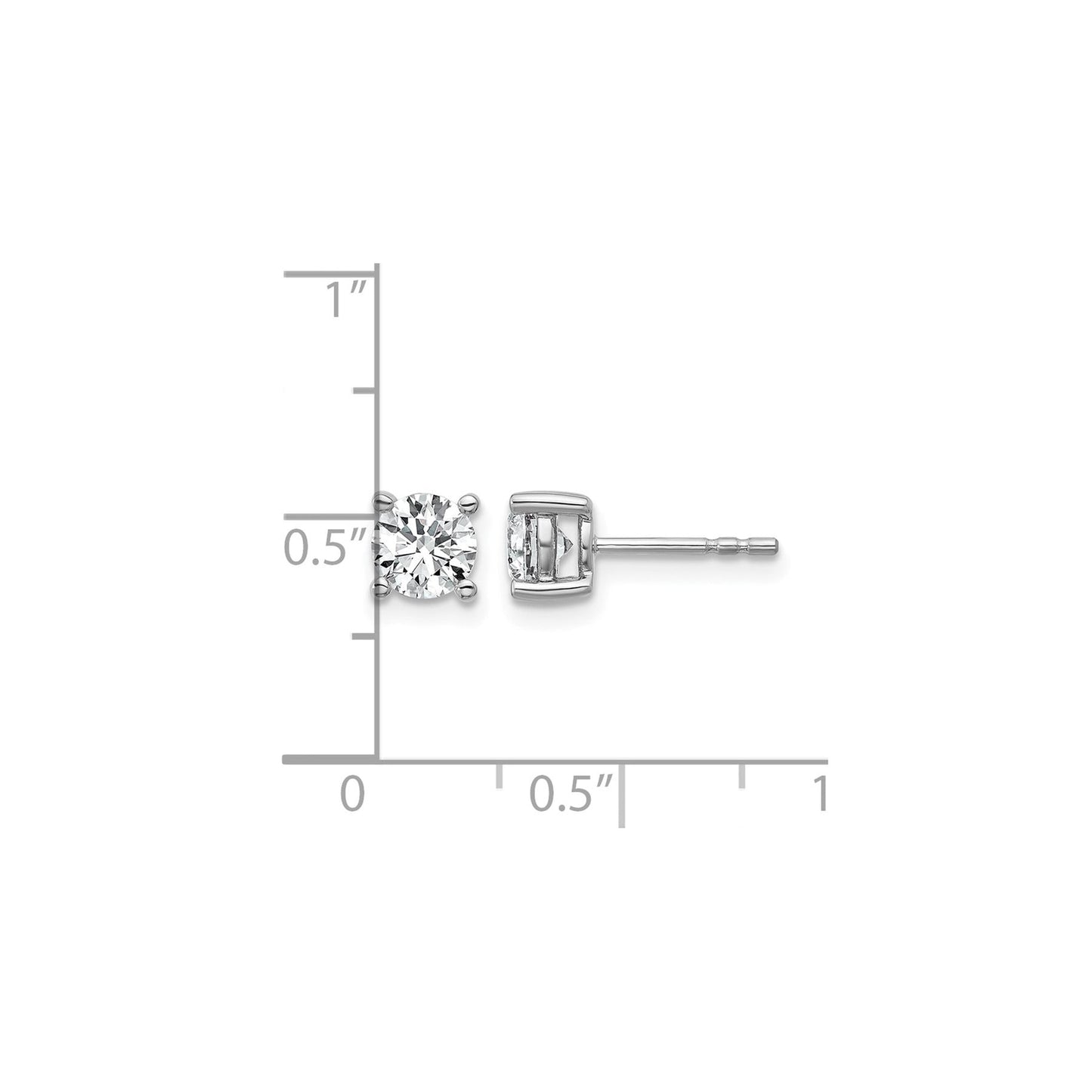 14K White Gold Round Shape Lab Diamond Stud Earrings