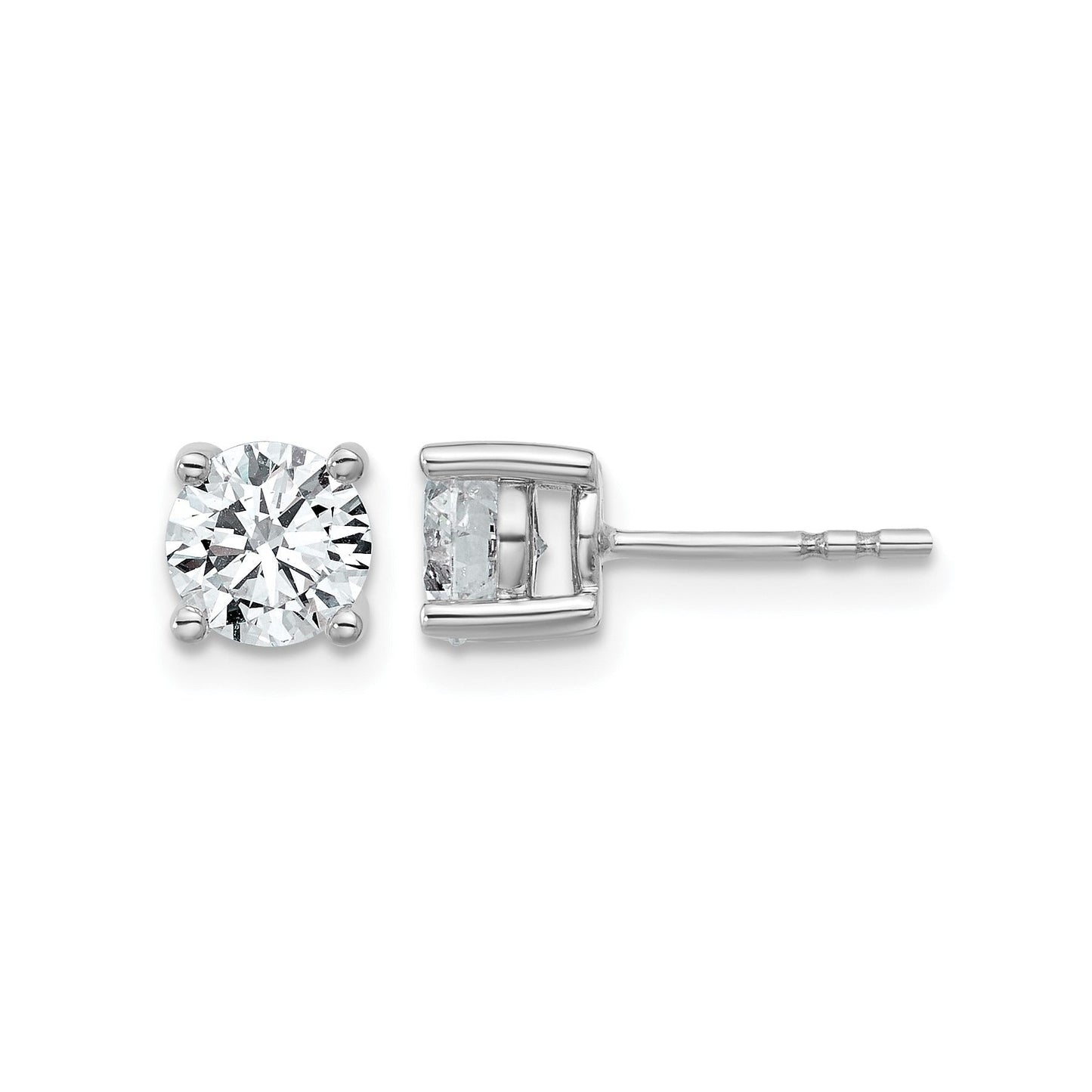 14K White Gold Round Shaped Lab Diamond Stud Earrings