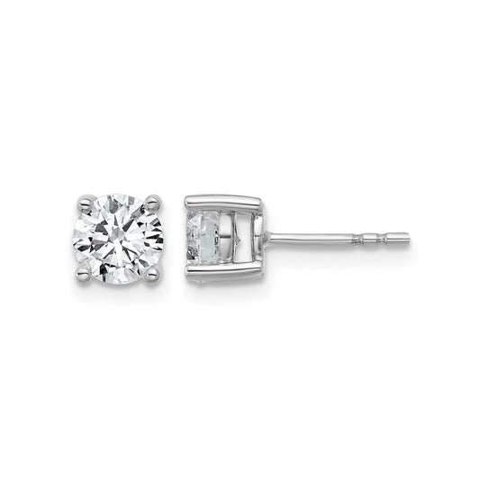 14K White Gold Round Shaped Lab Diamond Stud Earrings