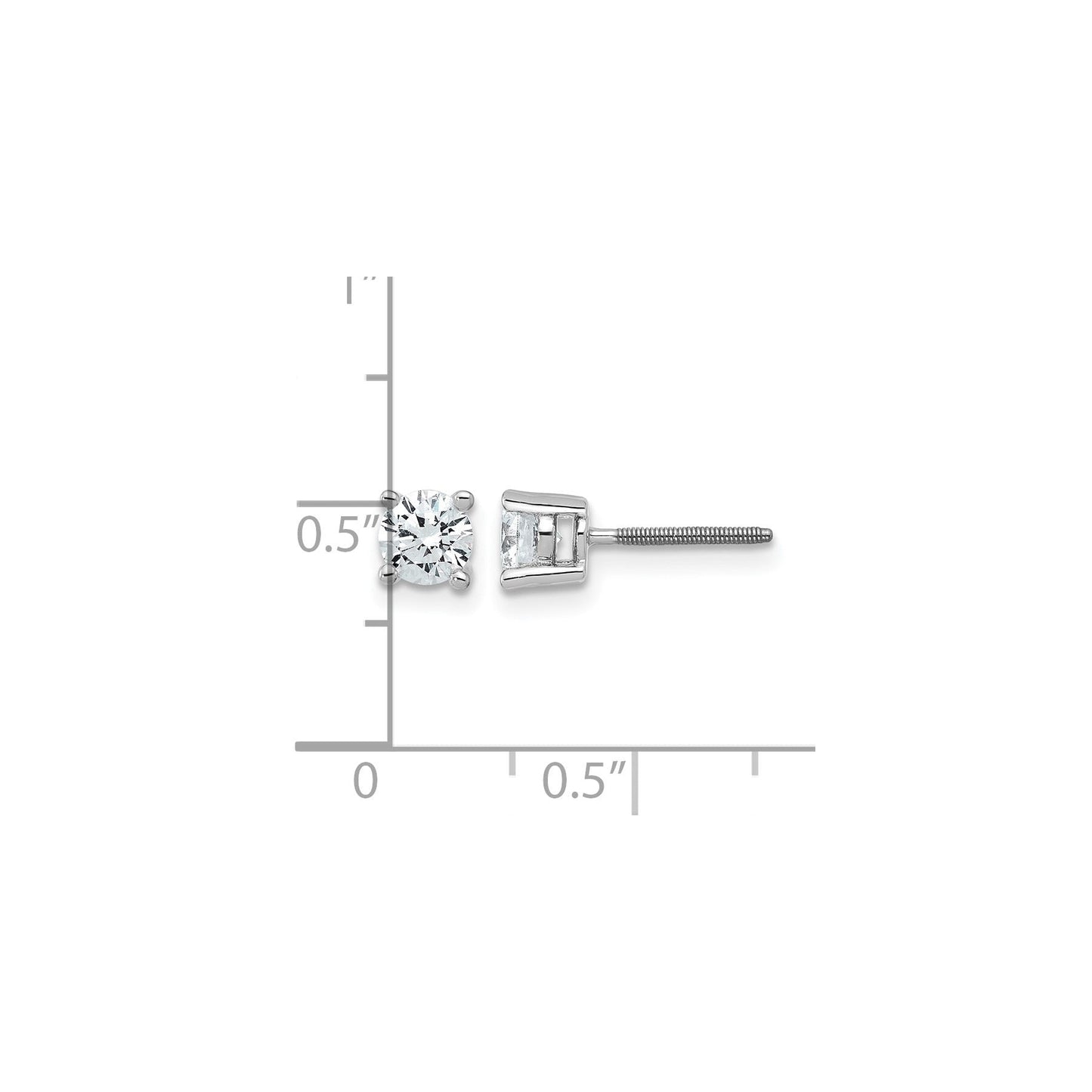14K White Gold Lab Grown Round Shaped Diamond Stud Earrings
