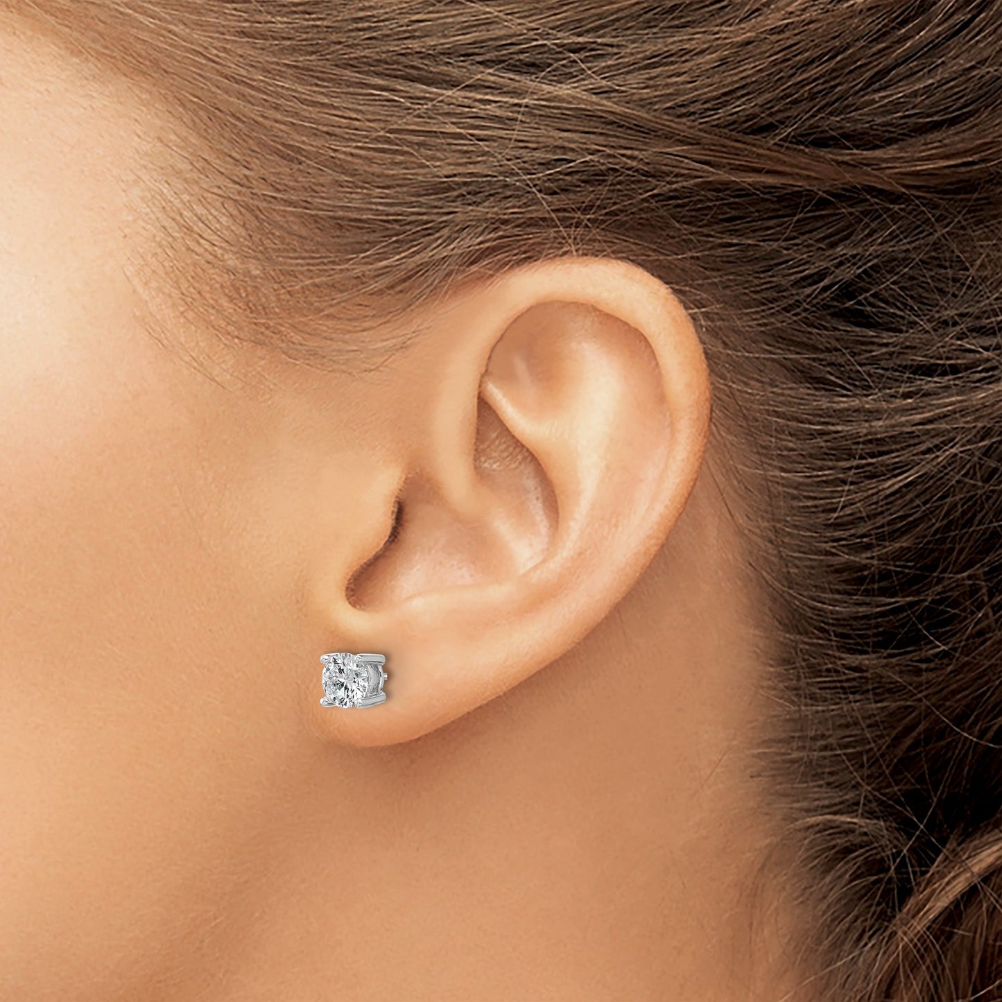 14K White Gold Round Lab Grown Diamond Stud Earrings