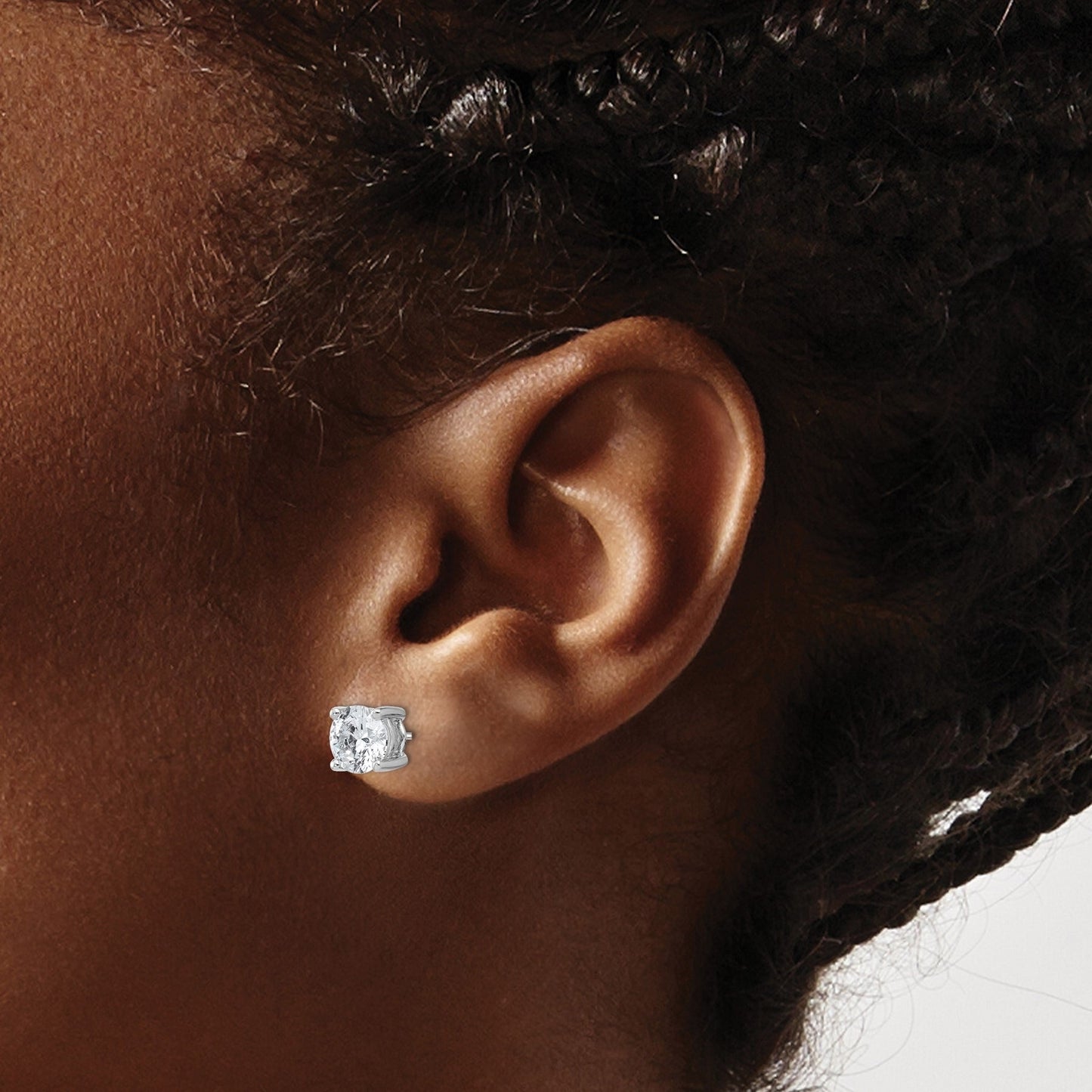 14K White Gold Round Shaped Lab Diamond Stud Earrings