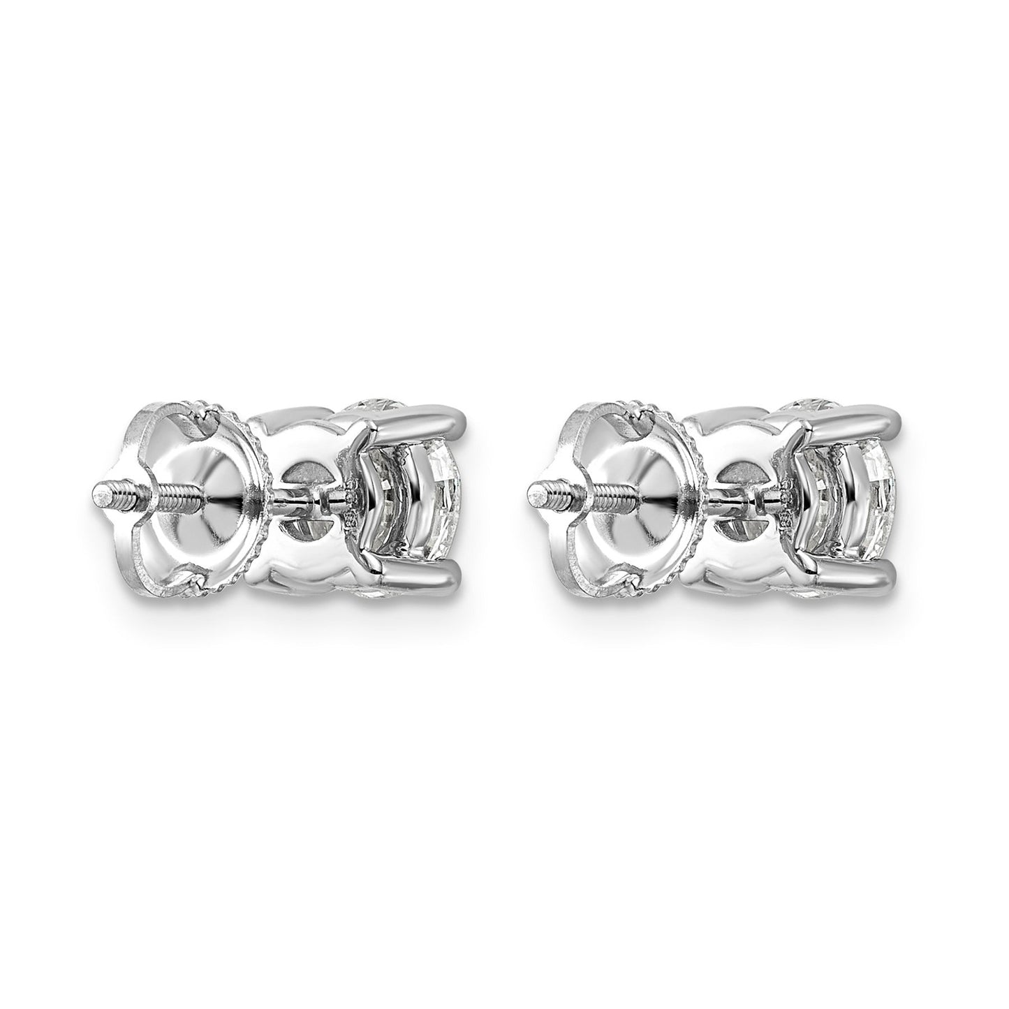 14k White Gold Lab Grown Diamond Four Prong Stud Earrings 2.5 Ct