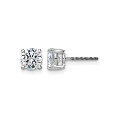 14k White Gold Lab Grown Diamond Four Prong Stud Earrings 2.5 Ct