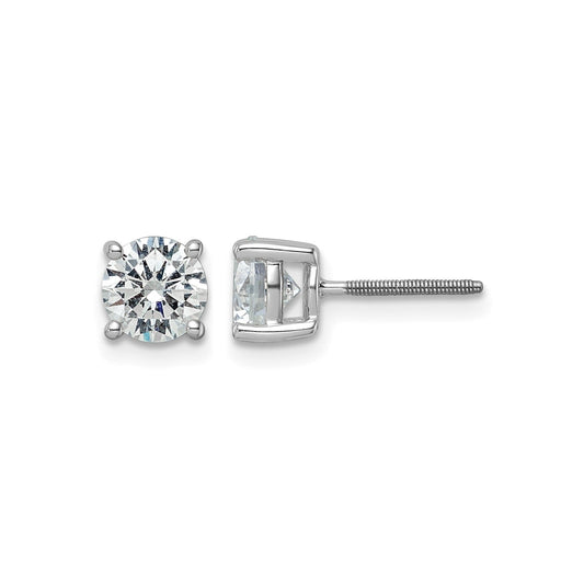 14k White Gold Lab Grown Diamond Four Prong Stud Earrings 2.5 Ct