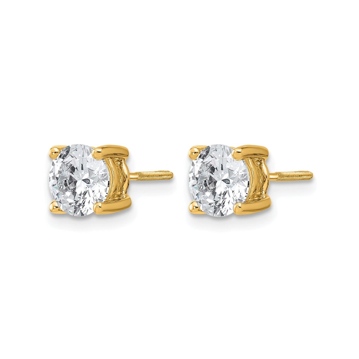 14k Yellow Gold Lab Grown Diamond Screwback Stud Earrings 0.50 Ct