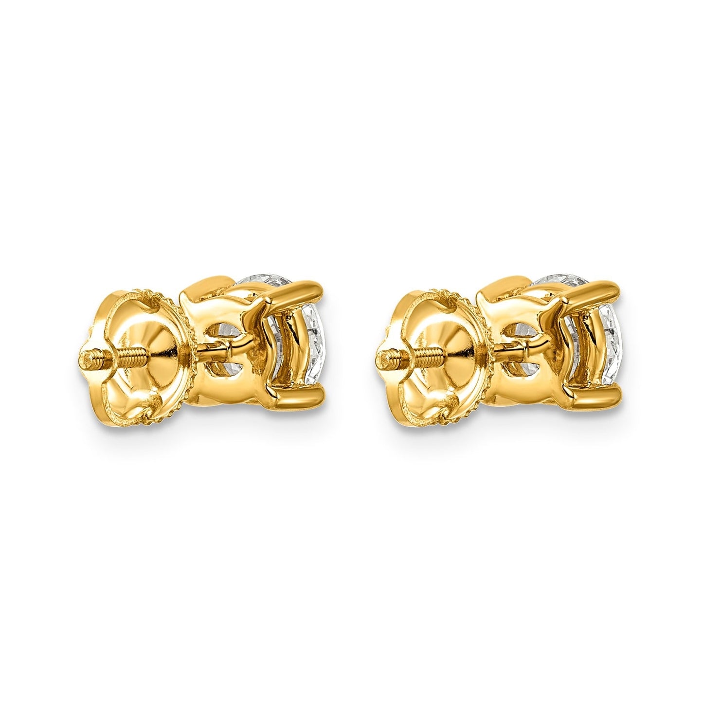 14k Yellow Gold Lab Grown Diamond Four Prong Studs 2.5 Ct