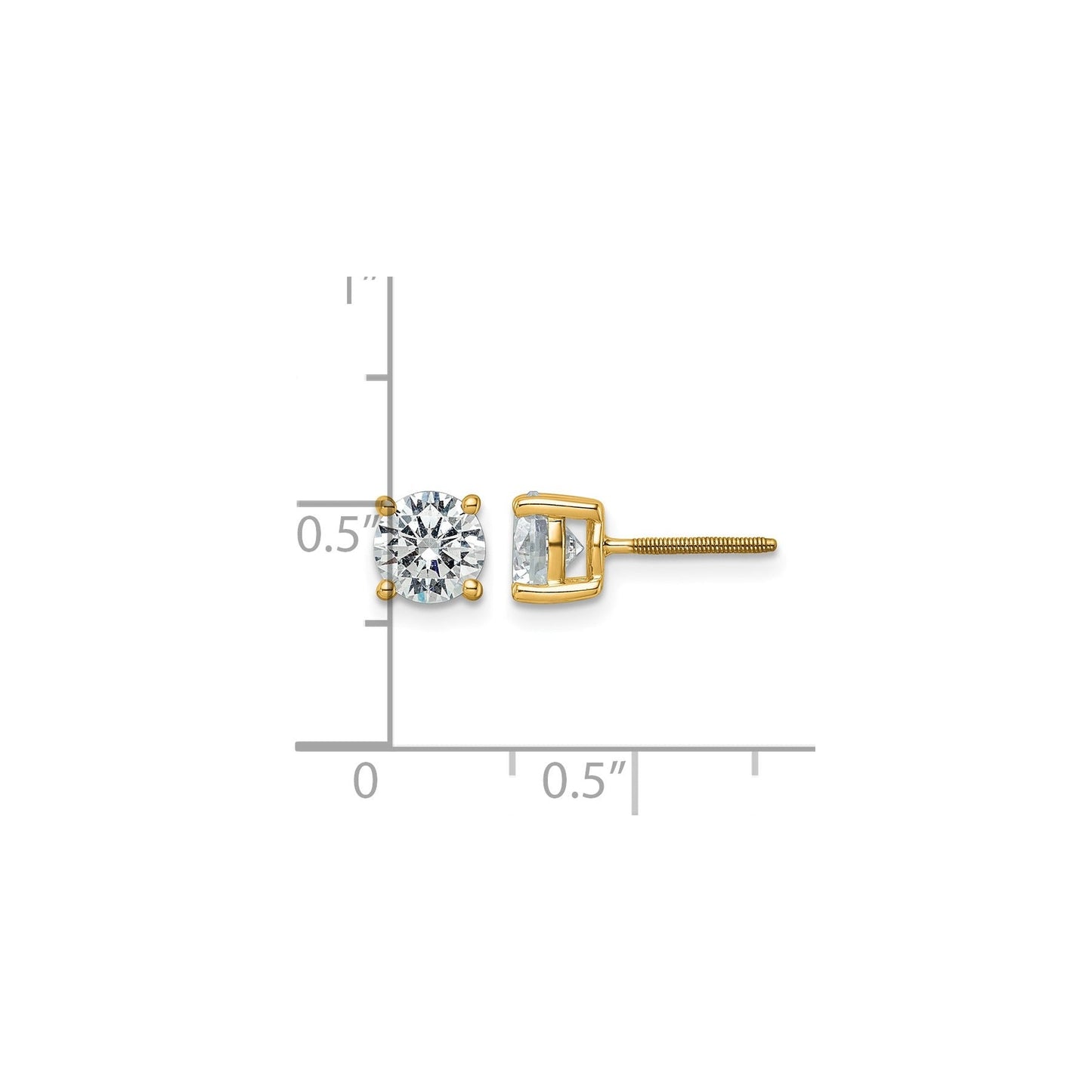 14k Yellow Gold Lab Grown Diamond Four Prong Studs 2.5 Ct