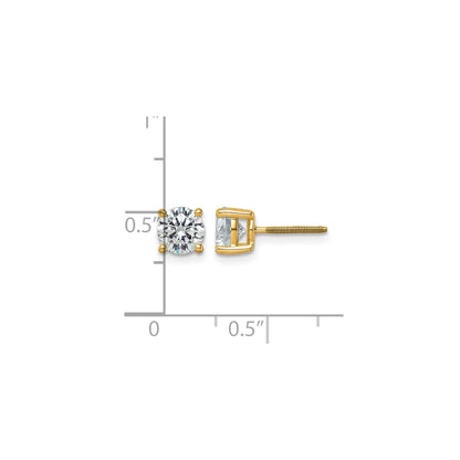 14k Yellow Gold Lab Grown Diamond Screwback Stud Earrings 0.50 Ct