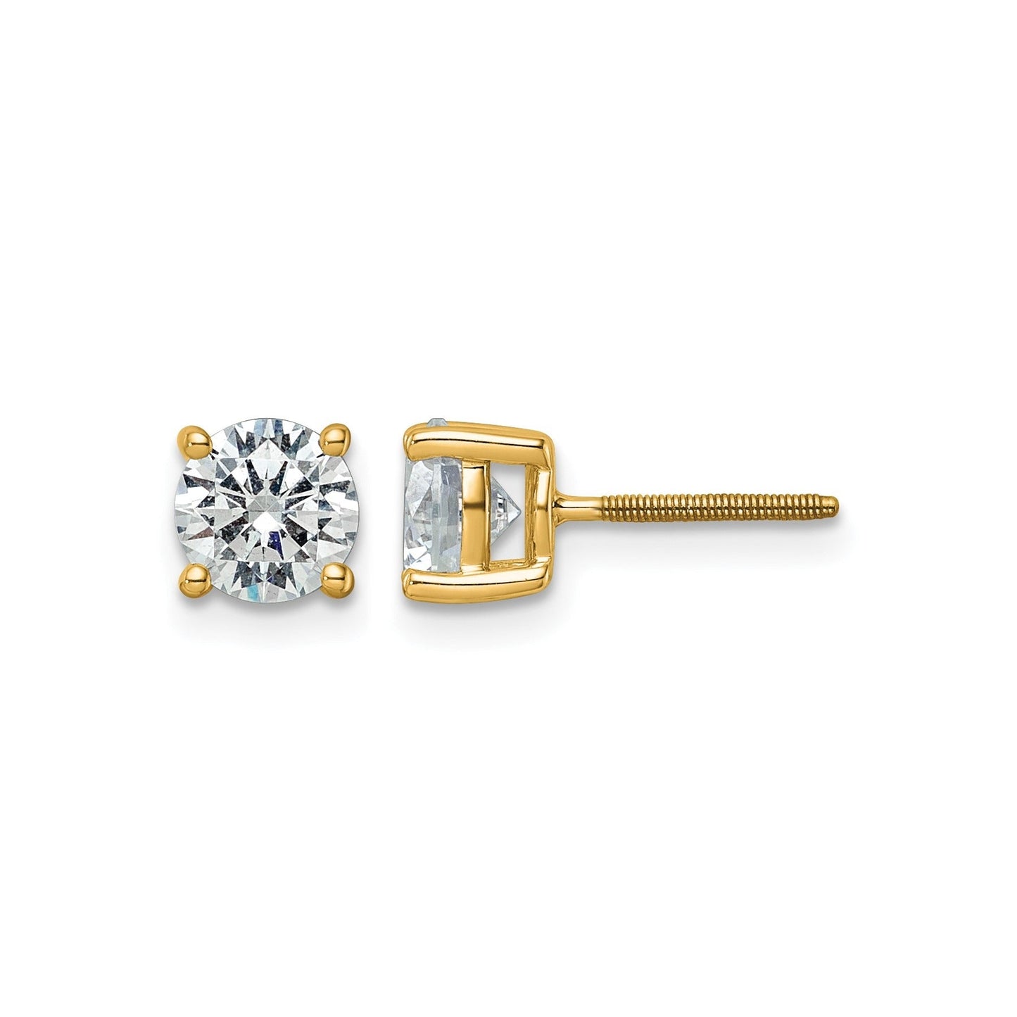 14k Yellow Gold Lab Grown Diamond Four Prong Studs 2.5 Ct