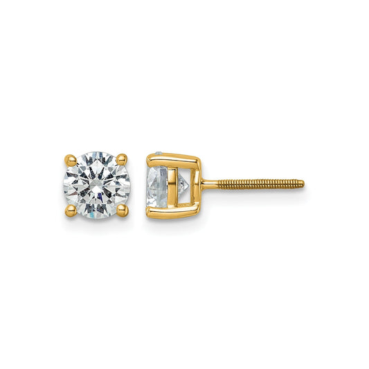 14k Yellow Gold Lab Grown Diamond Four Prong Studs 2.5 Ct