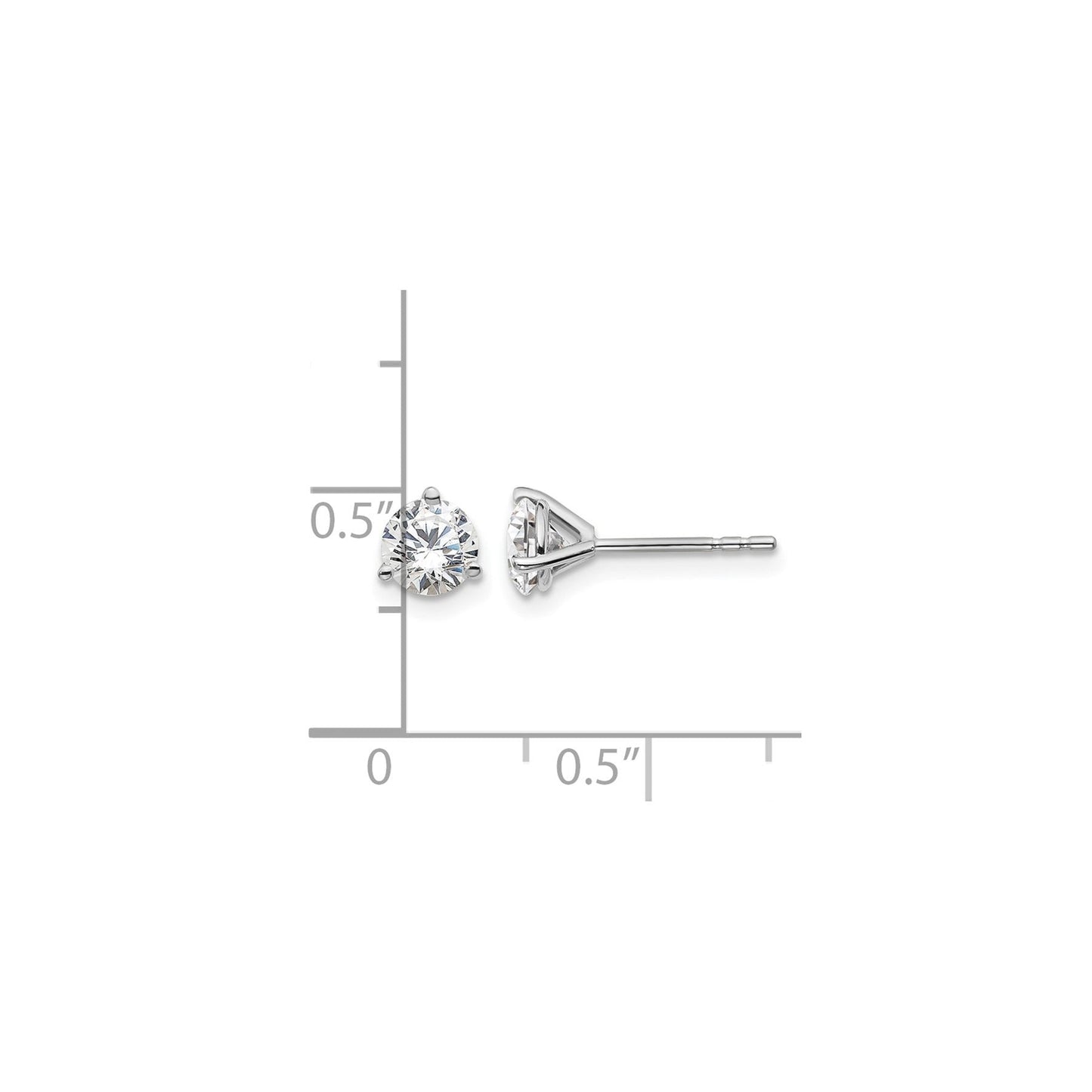 14K White Gold Round Shaped Lab Grown Diamond Stud Earrings