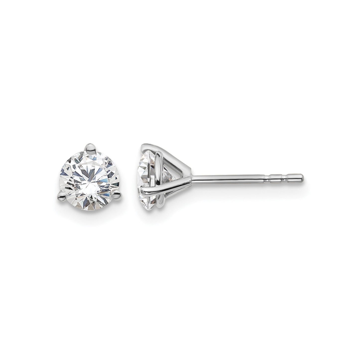 14K White Gold Round Shape Lab Grown Diamond Stud Earrings