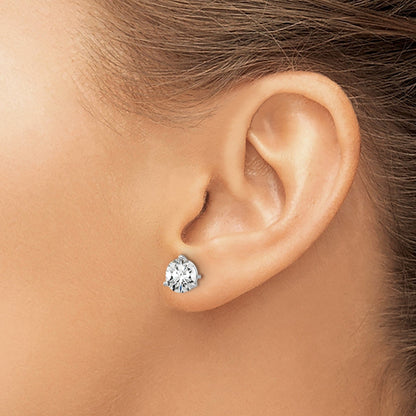 Lab Grown Round Shaped Diamond 14K White Gold Stud Earrings