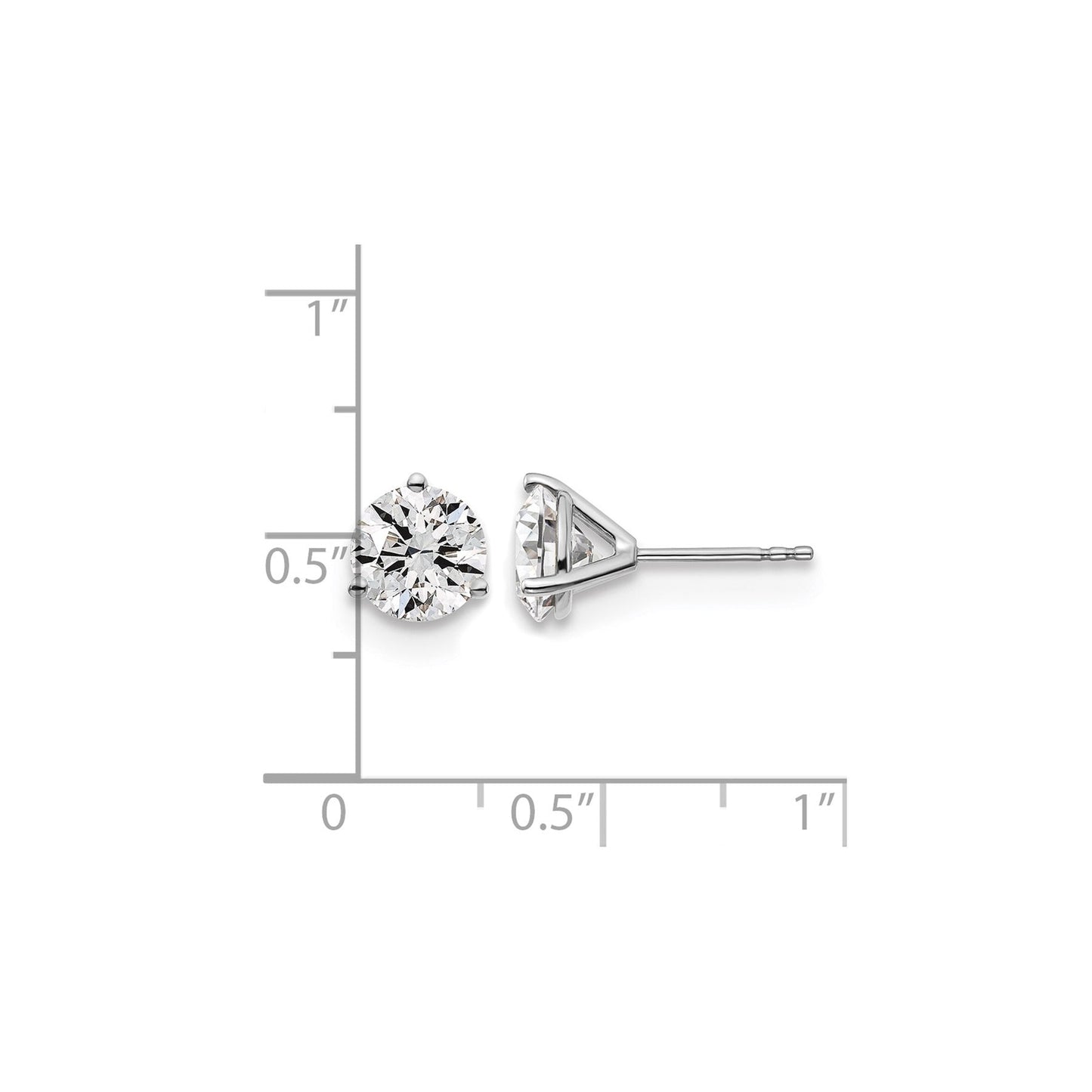 14K White Gold Round Shape Lab Diamond Stud Earrings