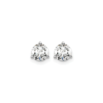 14K White Gold Lab Round Shaped Diamond Stud Earring