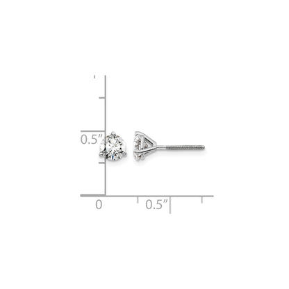 14K White Gold Lab Round Shaped Diamond Stud Earring
