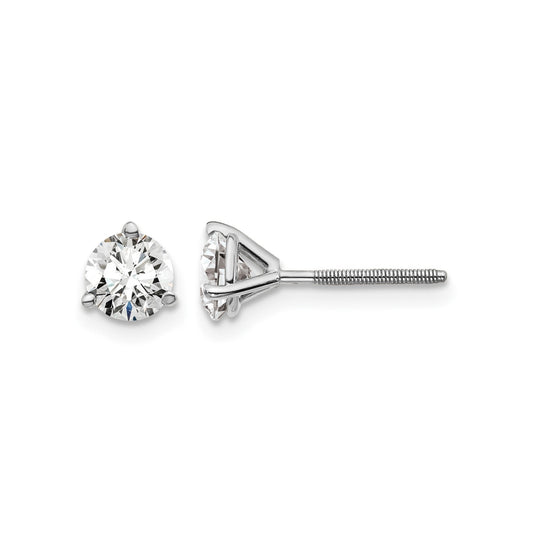 14K White Gold Lab Round Shaped Diamond Stud Earring