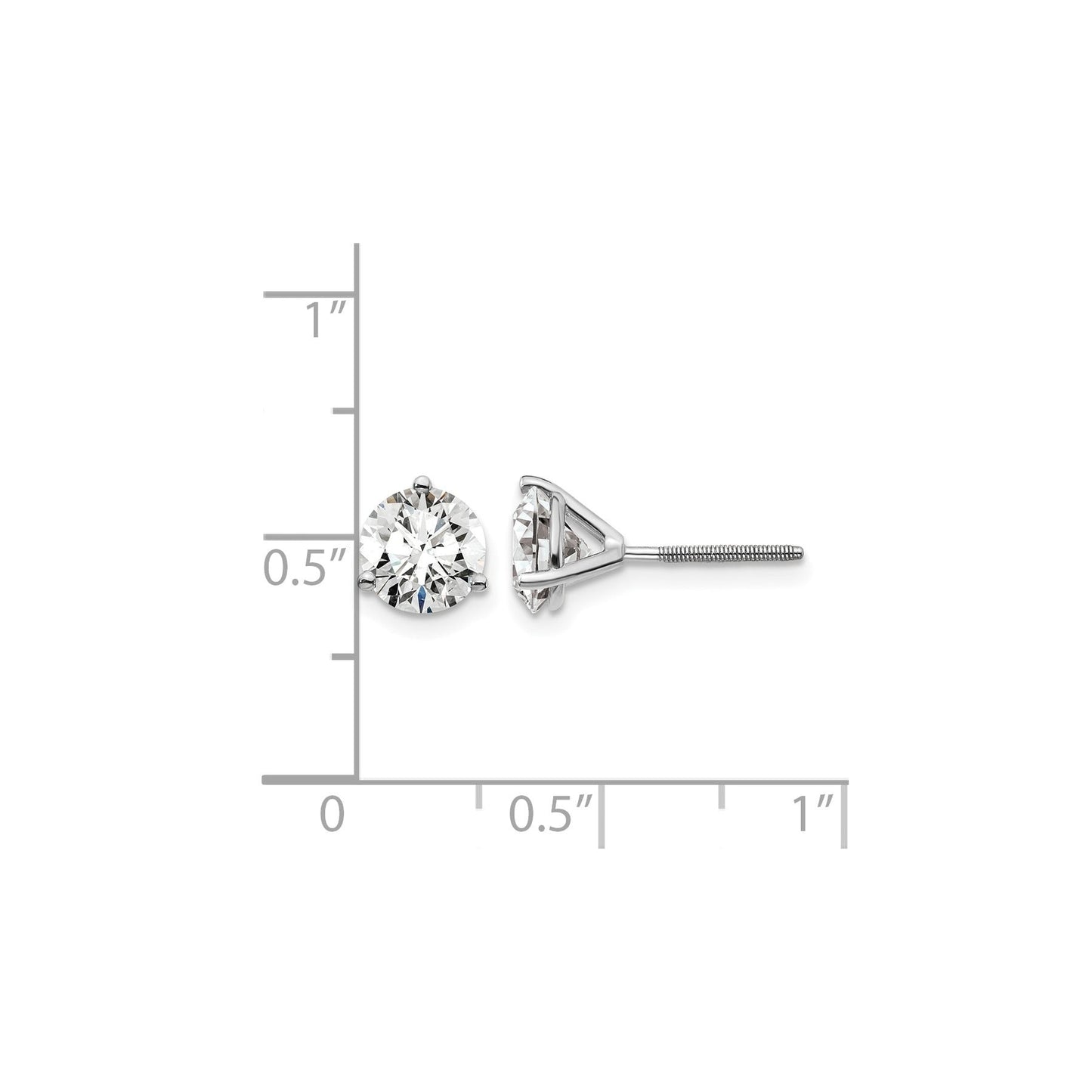 14K White Gold Lab Diamond Round Shaped Stud Earrings