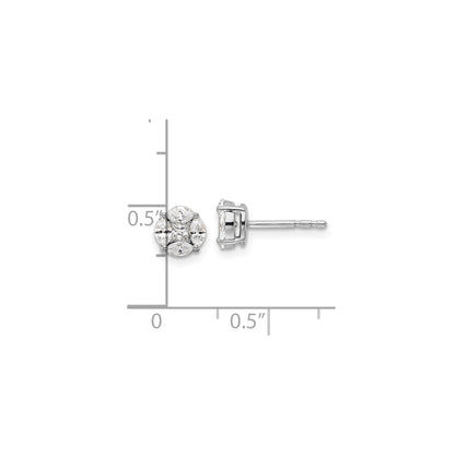 14k White Gold Lab Grown Diamond Round and Marquise Earrings