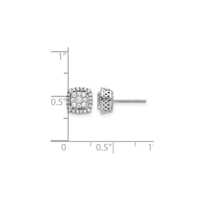 14K White Gold Lab Grown Diamond Double Halo Post Stud Earrings 0.5 Ct