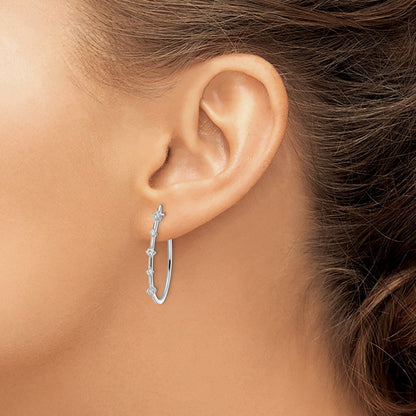 14K Gold Lab Grown Diamond Post J Hoop Earrings
